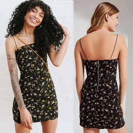 2018  Adjustable Spaghetti Strap Floral Print Vacation Dress Bodycon Mini Dress Hot Summer