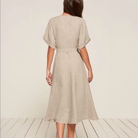 Bohemian Clothing Women Kimono Style V neck Maxi Linen Dress