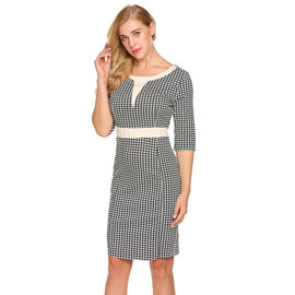 Popular white and black gingham pencil dress