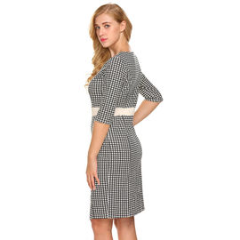 Popular white and black gingham pencil dress