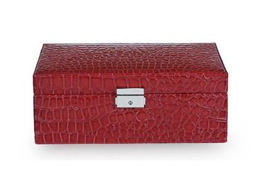 Ladies Lycra leather rectangle jewelry box with lock for necklace , earring