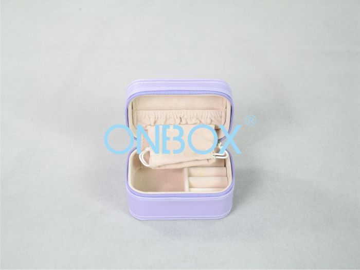 Cardboard small zipper box , jewelry travel box for Lady ring or earring collection